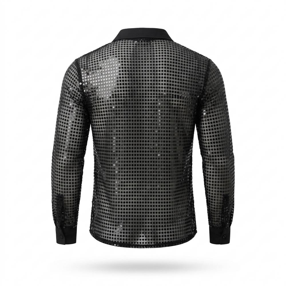 Mens Outlet House - Canor | Sequined Sheer Shirt Men