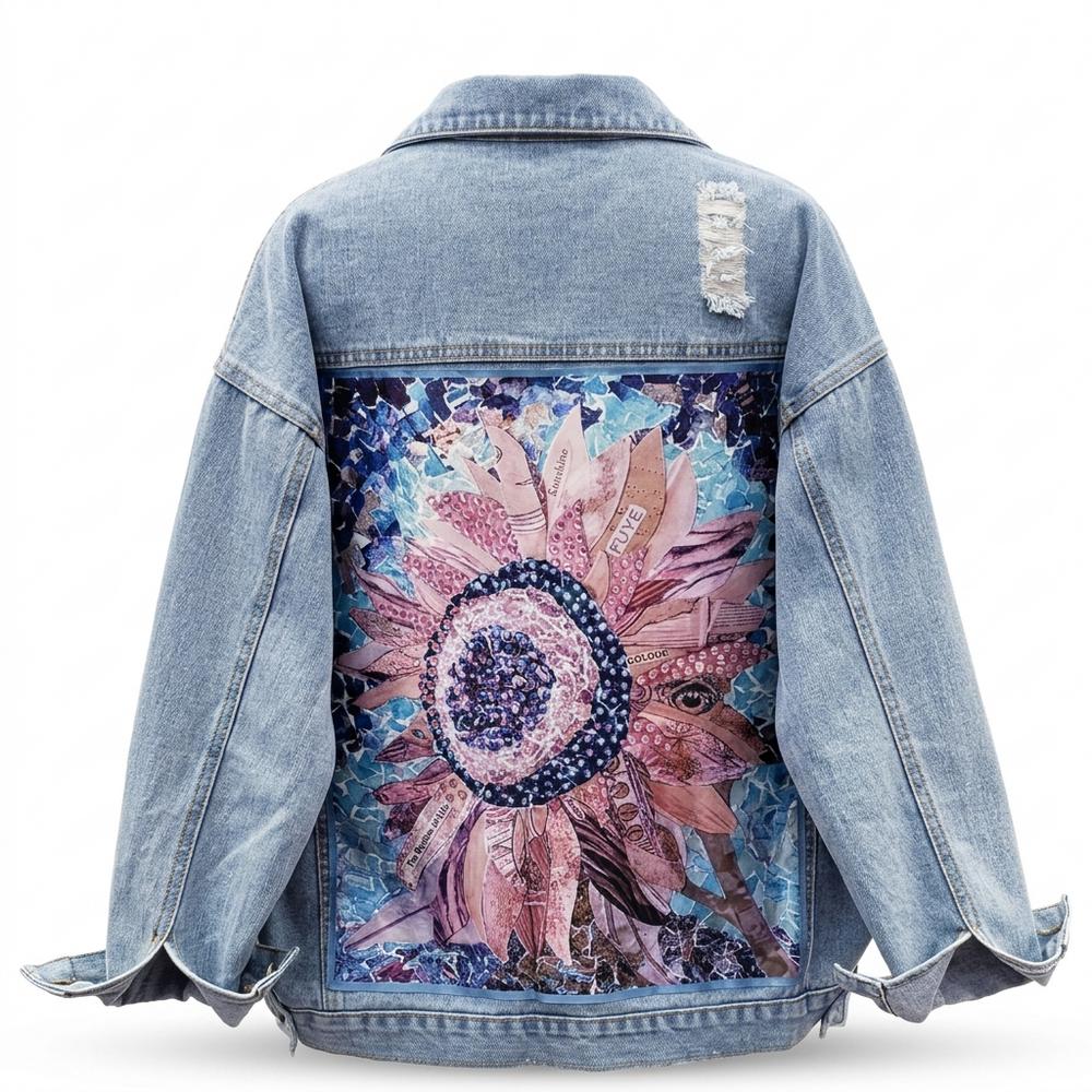 Mens Outlet House - Tidan | Printed Distressed Denim Jacket Women