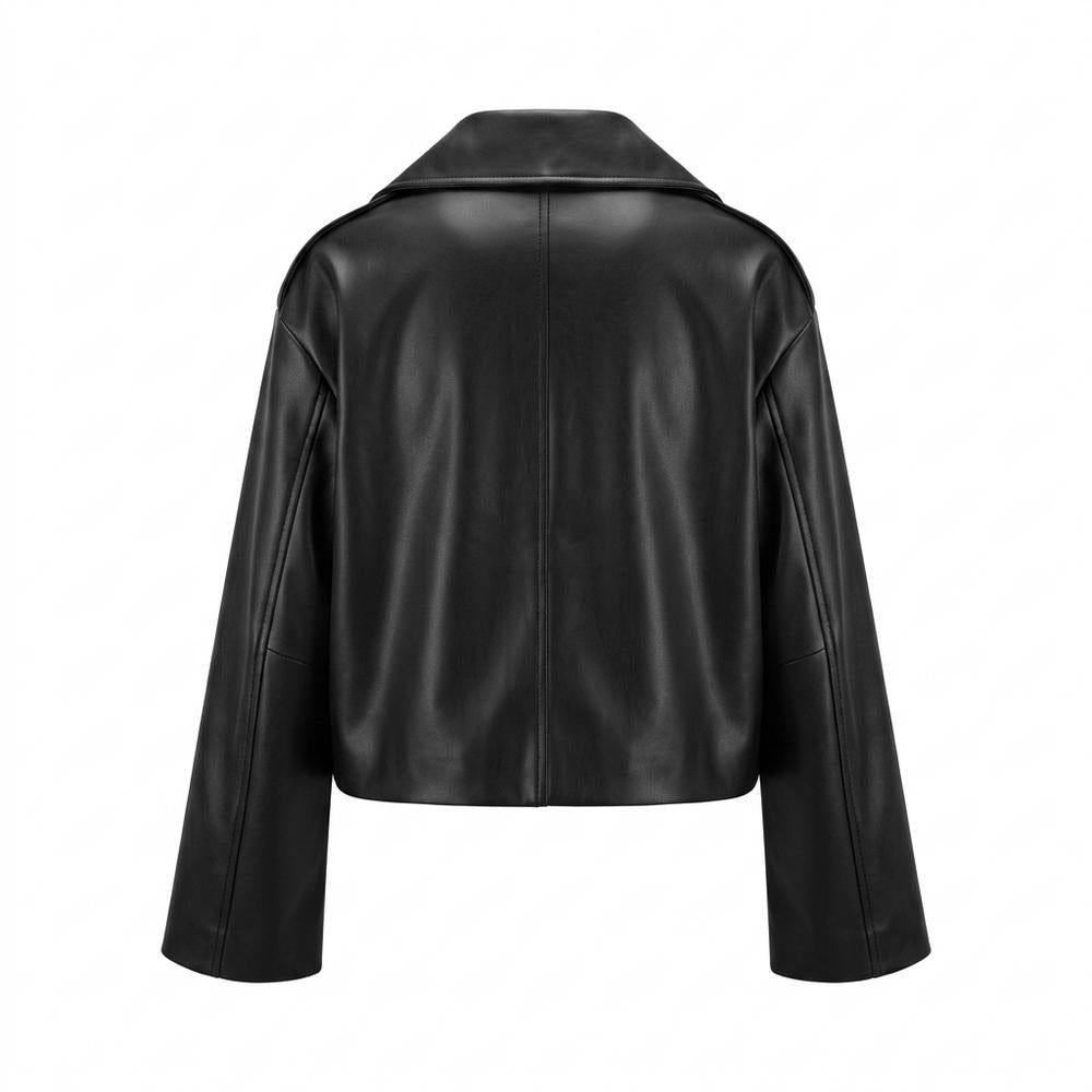 Mens Outlet House - Zidov | Double-Breasted Cropped Leather Jacket Women