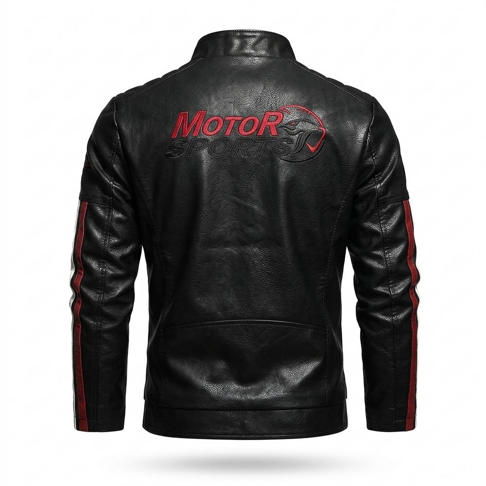 Mens Outlet House - Lolar | Slim Fit Striped Leather Jacket Men