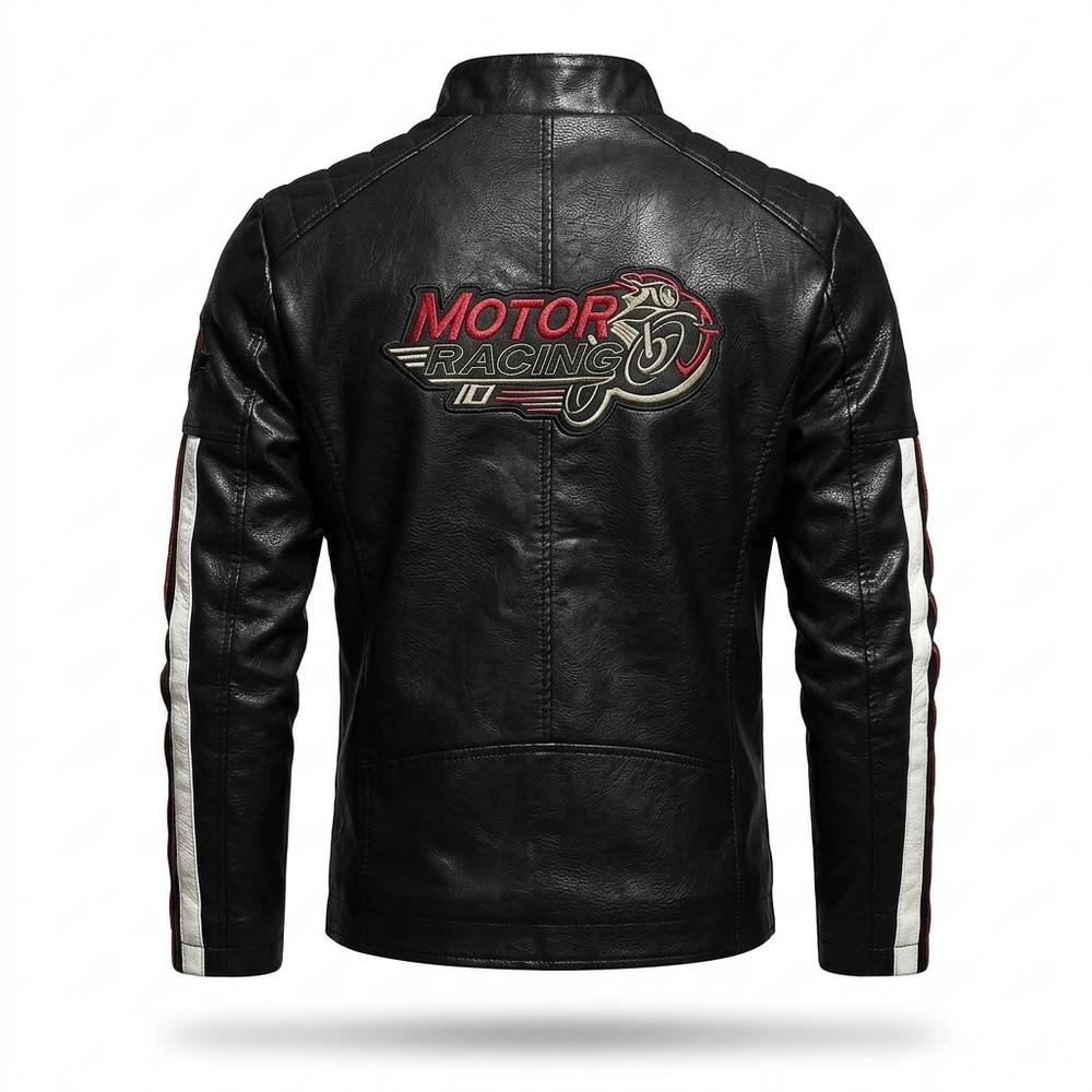 Mens Outlet House - Vatir | Striped Zip-Up Leather Jacket Men