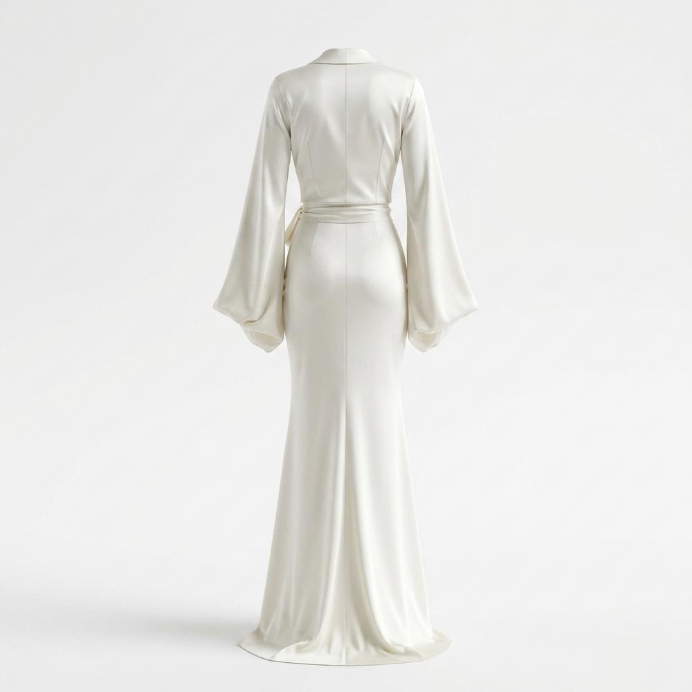 Mens Outlet House - Duzil | Satin-Finish Tie-Front Maxi Dress Women