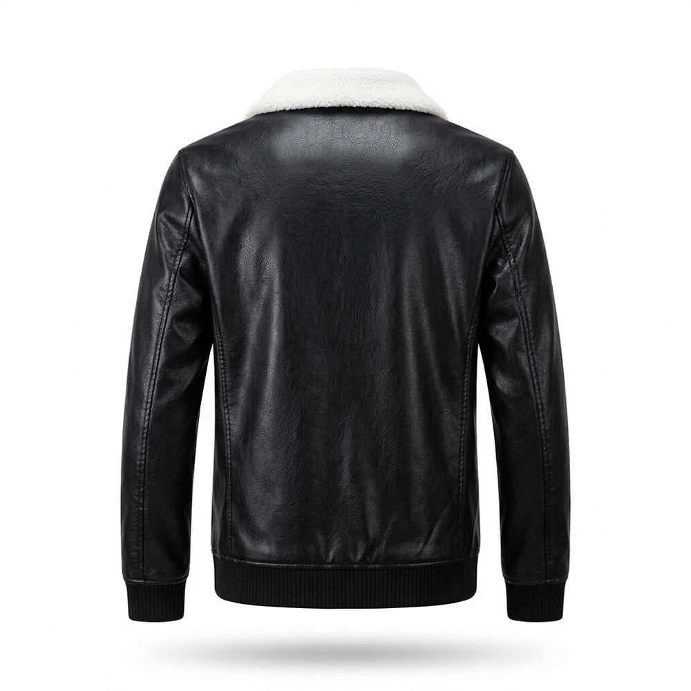 Mens Outlet House - Zalev | Sherpa-Lined Zip-Up Leather Jacket Men