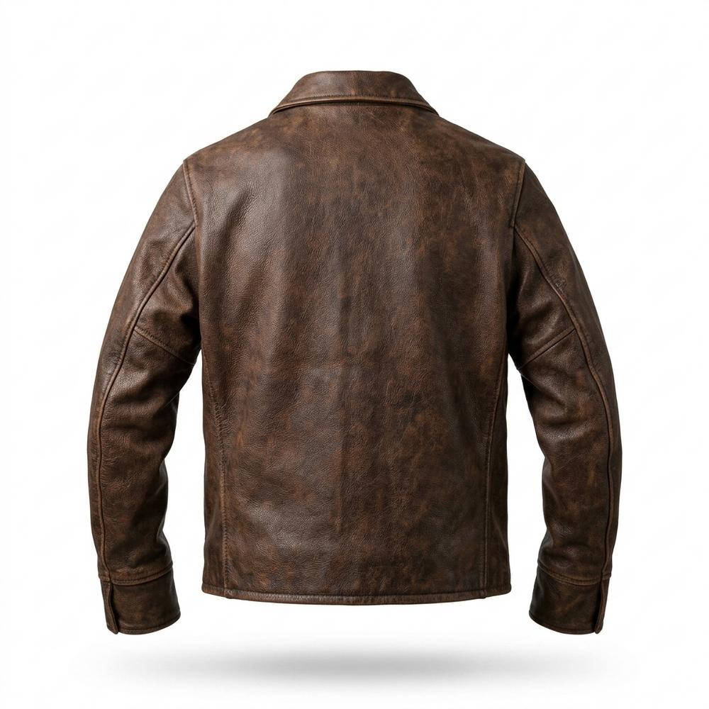 Mens Outlet House - Kenal | Distressed Zip-Up Leather Jacket Men
