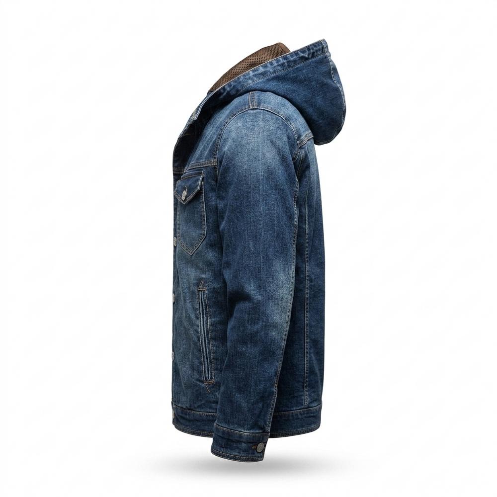 Mens Outlet House - Nital | Hooded Buttoned Denim Jacket Men