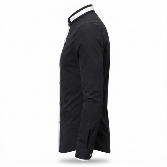 Mens Outlet House - Nozan | Stand-Collar Contrast-Placket Shirt Men