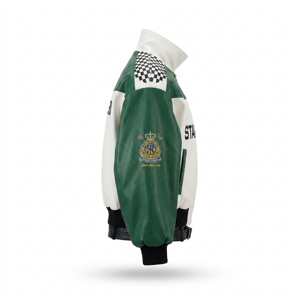 Mens Outlet House - Losil | Color-Block Zip-Up Leather Jacket Unisex