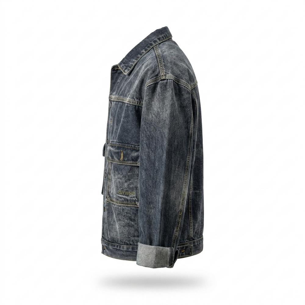 Mens Outlet House - Numat | Washed Multi-Pocket Denim Jacket Men