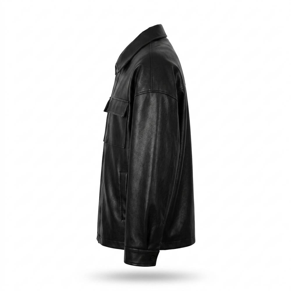 Mens Outlet House - Katal | Oversized Faux Leather Jacket Unisex