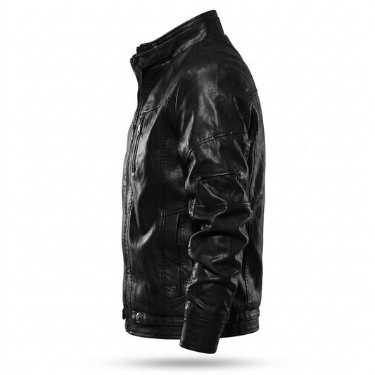 Mens Outlet House - Zaser | Zip-Up Slim-Fit Leather Jacket Men