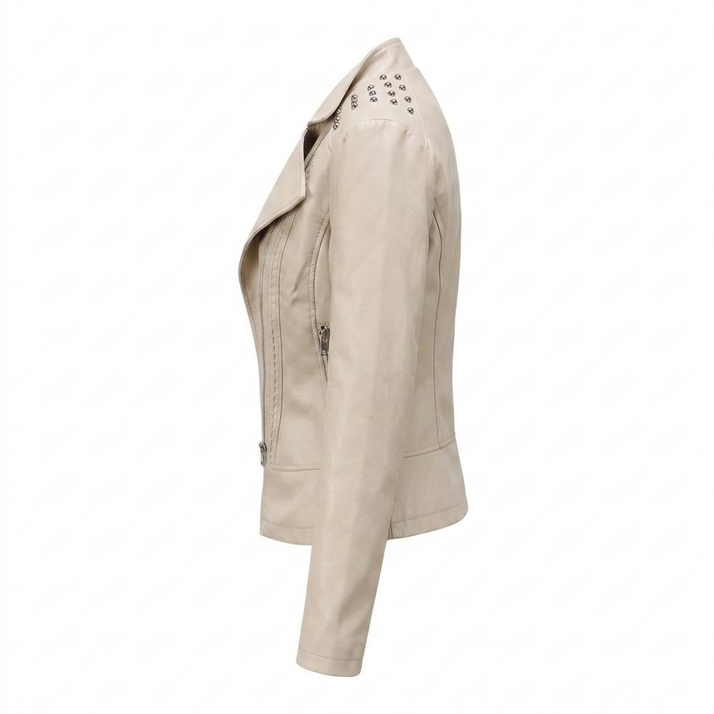 Mens Outlet House - Arsel | Studded Asymmetrical Leather Jacket Women