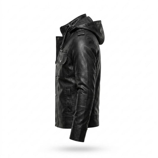 Mens Outlet House - Nizan | Slim-Fit Stand-Collar Leather Jacket Men