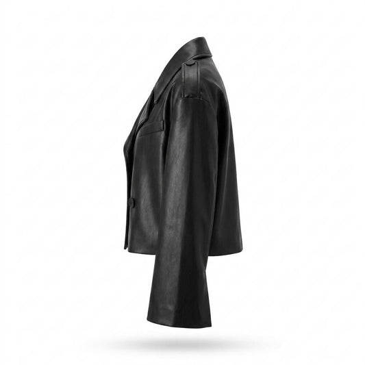 Mens Outlet House - Zidov | Double-Breasted Cropped Leather Jacket Women