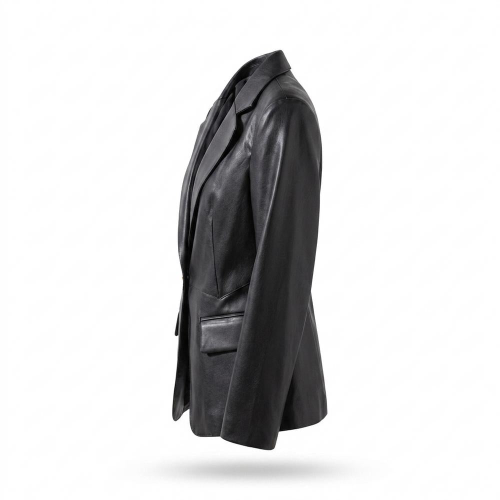 Mens Outlet House - Ravan | Single-Breasted Faux-Leather Blazer Women
