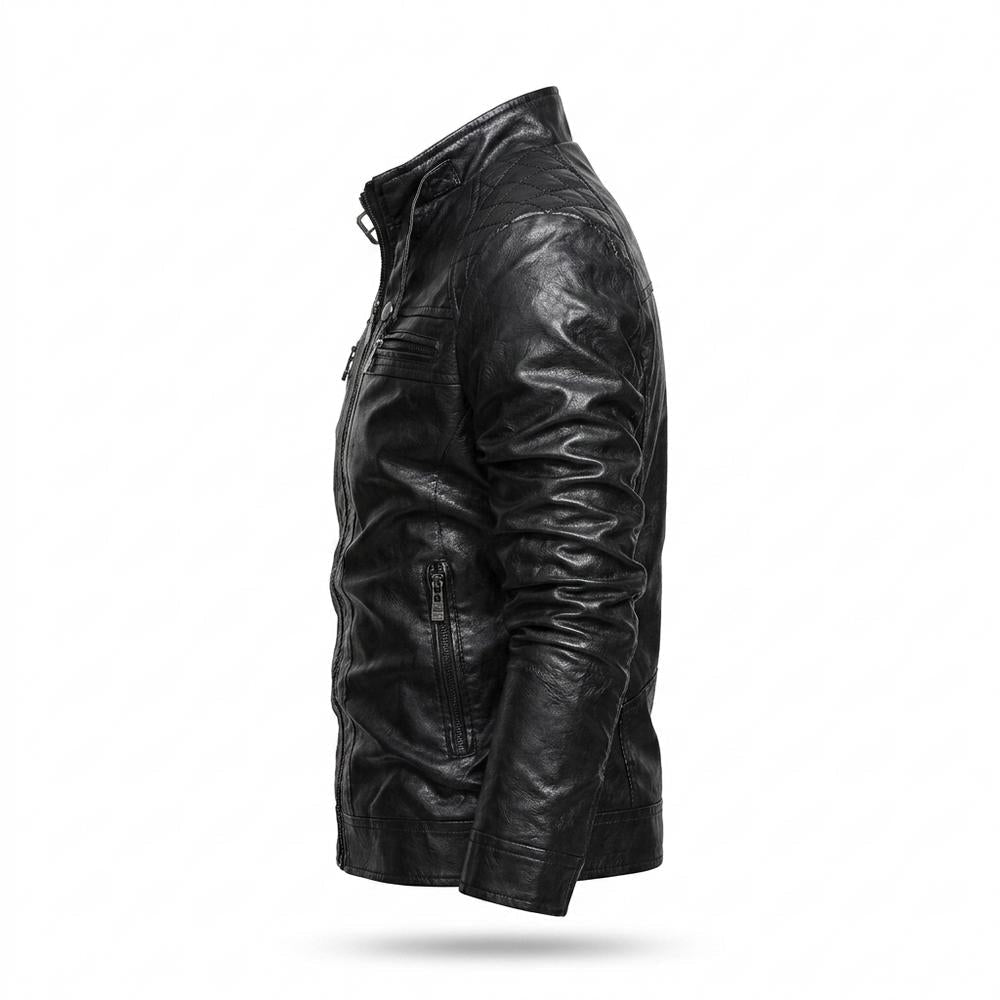 Mens Outlet House - Eltir | Quilted Zip-Up Leather Jacket Men