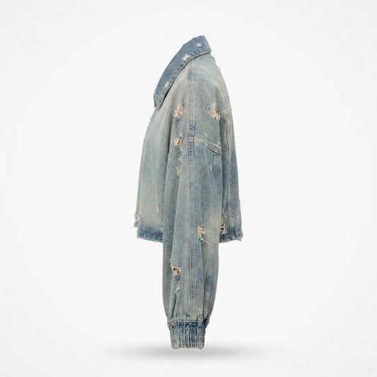 Mens Outlet House - Citir | Distressed Cropped Denim Jacket Unisex
