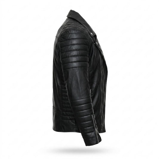 Mens Outlet House - Zenal | Asymmetrical Quilted Leather Jacket Men