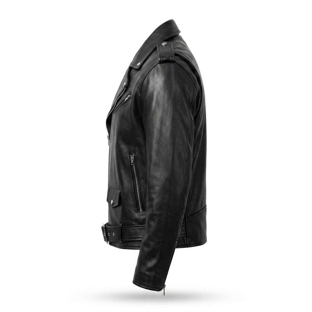 Mens Outlet House - Visan | Asymmetrical Belted Leather Jacket Men