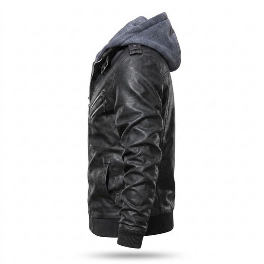 Mens Outlet House - Nosan | Hooded Lined Leather Jacket Men