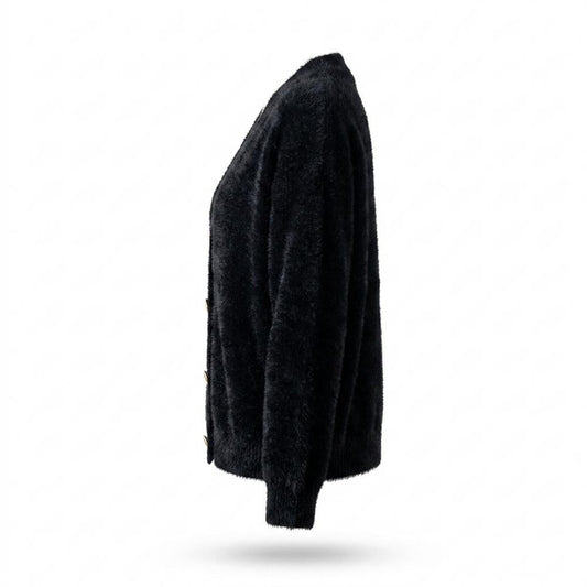 Mens Outlet House - Medur | Fluffy Button-Front Knit Cardigan Women