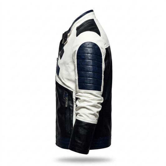 Mens Outlet House - Yodar | Color-Block Quilted Leather Jacket Men