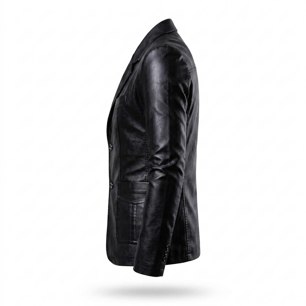 Mens Outlet House - Senud | Slim Fit Button-Front Leather Jacket Men