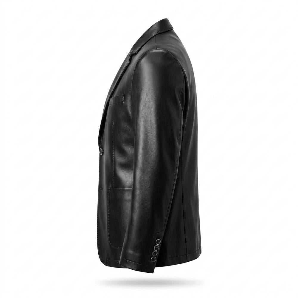 Mens Outlet House - Rinor | Two-Button Notched-Lapel Leather Jacket Men