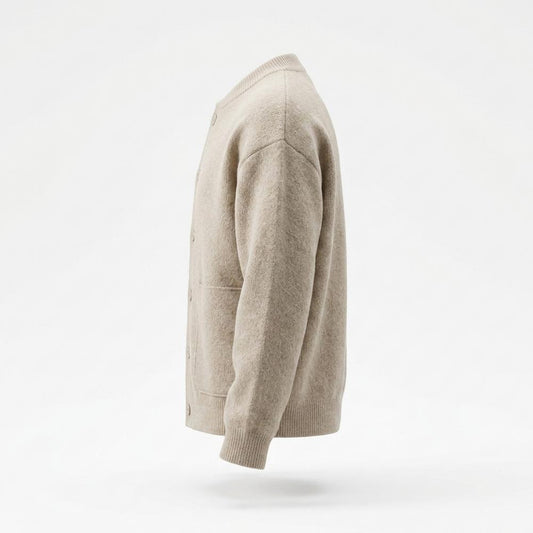 Mens Outlet House - Lirov | Collarless Textured Knit Cardigan Men