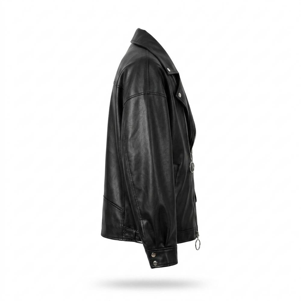 Mens Outlet House - Milom | Asymmetrical Oversized Leather Jacket Unisex