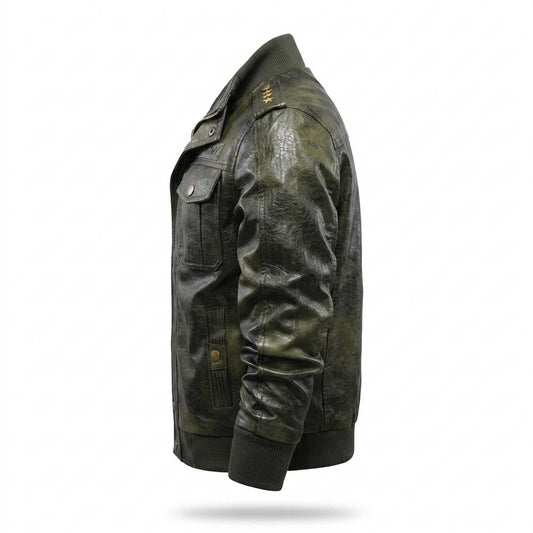 Mens Outlet House - Marel | Embroidered Lined Leather Jacket Men