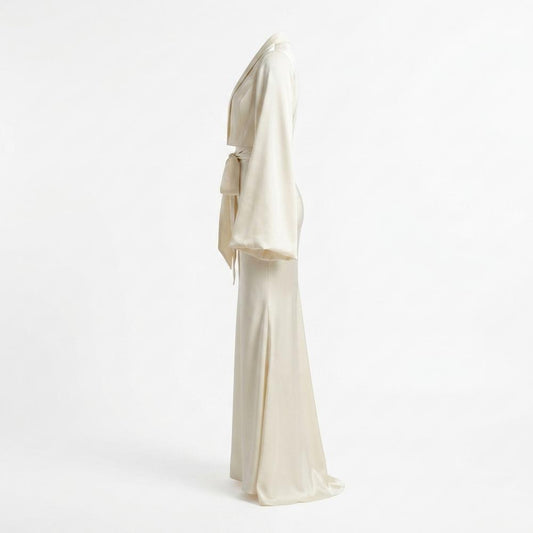 Mens Outlet House - Duzil | Satin-Finish Tie-Front Maxi Dress Women