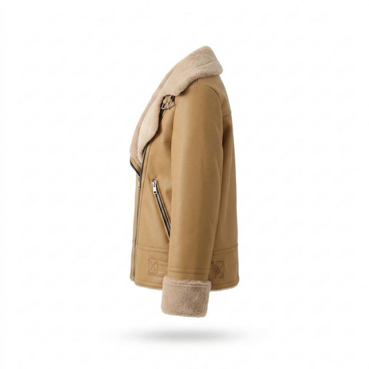 Mens Outlet House - Aulor | Shearling-Lined Asymmetrical Leather Jacket Women
