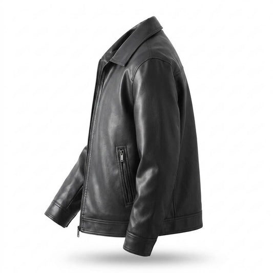 Mens Outlet House - Tilin | Quilted-Lining Zip-Up Leather Jacket Men