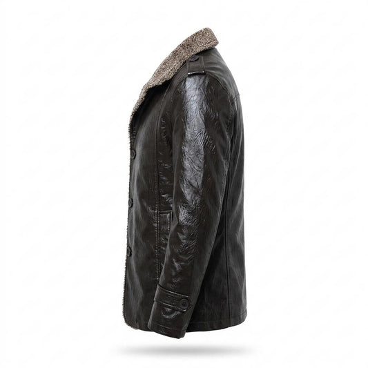 Mens Outlet House - Ramor | Lined Button-Up Leather Jacket Men