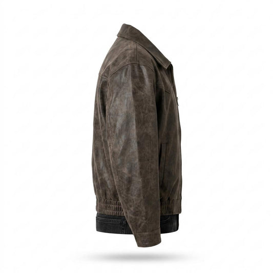 Mens Outlet House - Lokar | Zip-Up Collared Leather Jacket Men