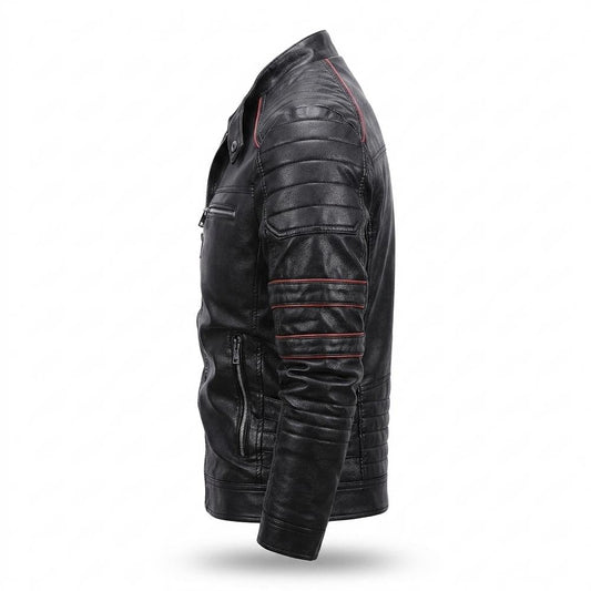 Mens Outlet House - Nosel | Quilted Zip-Up Leather Jacket Men