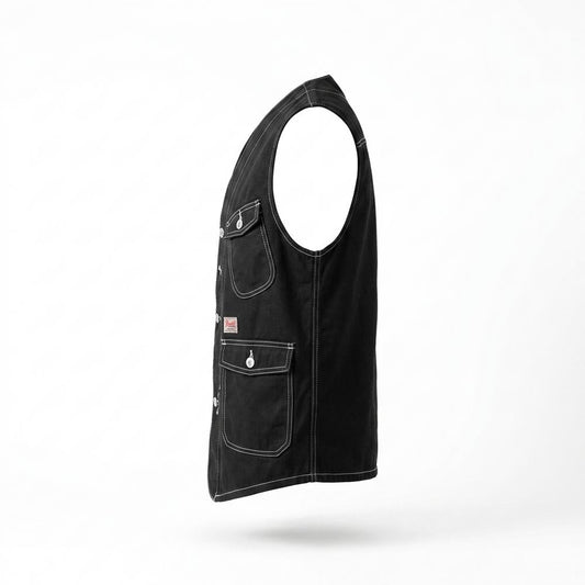 Mens Outlet House - Vavar | Contrast-Stitched Multi-Pocket Vest Men