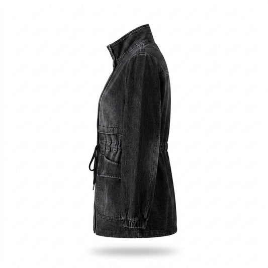 Mens Outlet House - Lizan | Drawstring-Waist Washed-Denim Jacket Women