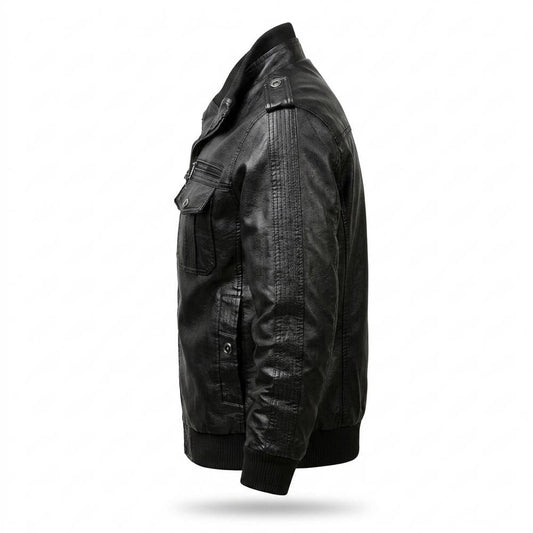 Mens Outlet House - Kesil | Lined Slim Fit Leather Jacket Men