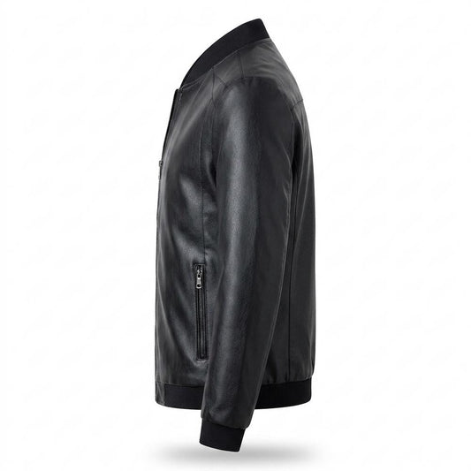 Mens Outlet House - Misin | Zip-Up Bomber-Style Leather Jacket Men