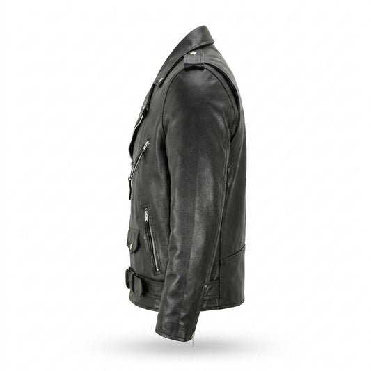 Mens Outlet House - Lyran | Asymmetrical Belted Leather Jacket Unisex