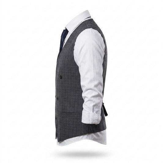 Mens Outlet House - Semon | Double-Breasted Plaid Vest Men