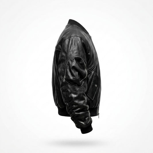 Mens Outlet House - Allin | Ruched Structured Leather Jacket Unisex