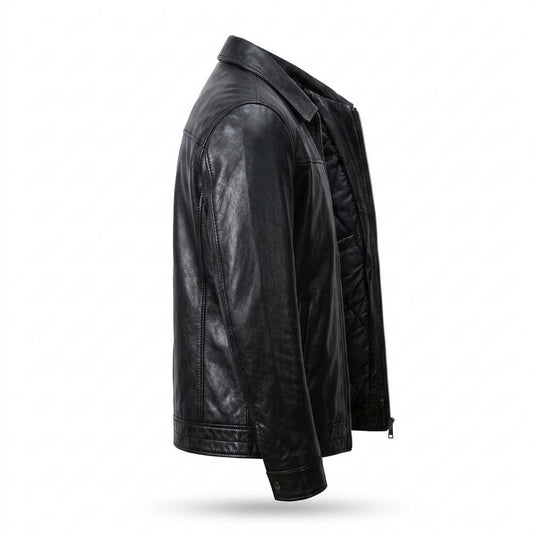 Mens Outlet House - Zeron | Quilted-Lined Zip-Up Leather Jacket Men