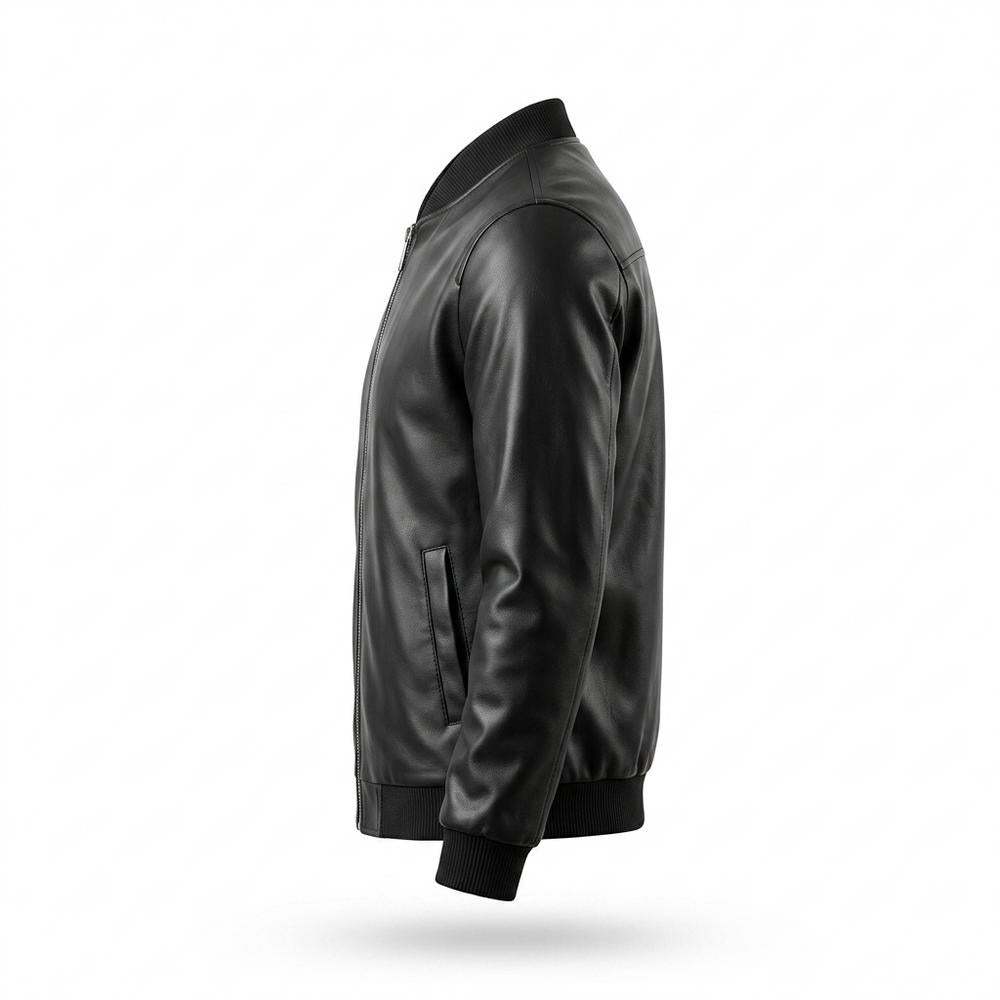 Mens Outlet House - Zemin | Faux-Leather Zip-Up Leather Jacket Men