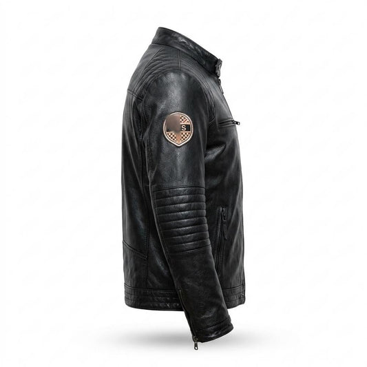 Mens Outlet House - Lotir | Quilted Fitted Leather Jacket Men