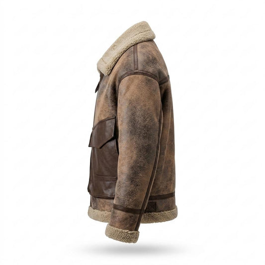 Mens Outlet House - Rosel | Shearling-Lined Patinated Leather Jacket Men