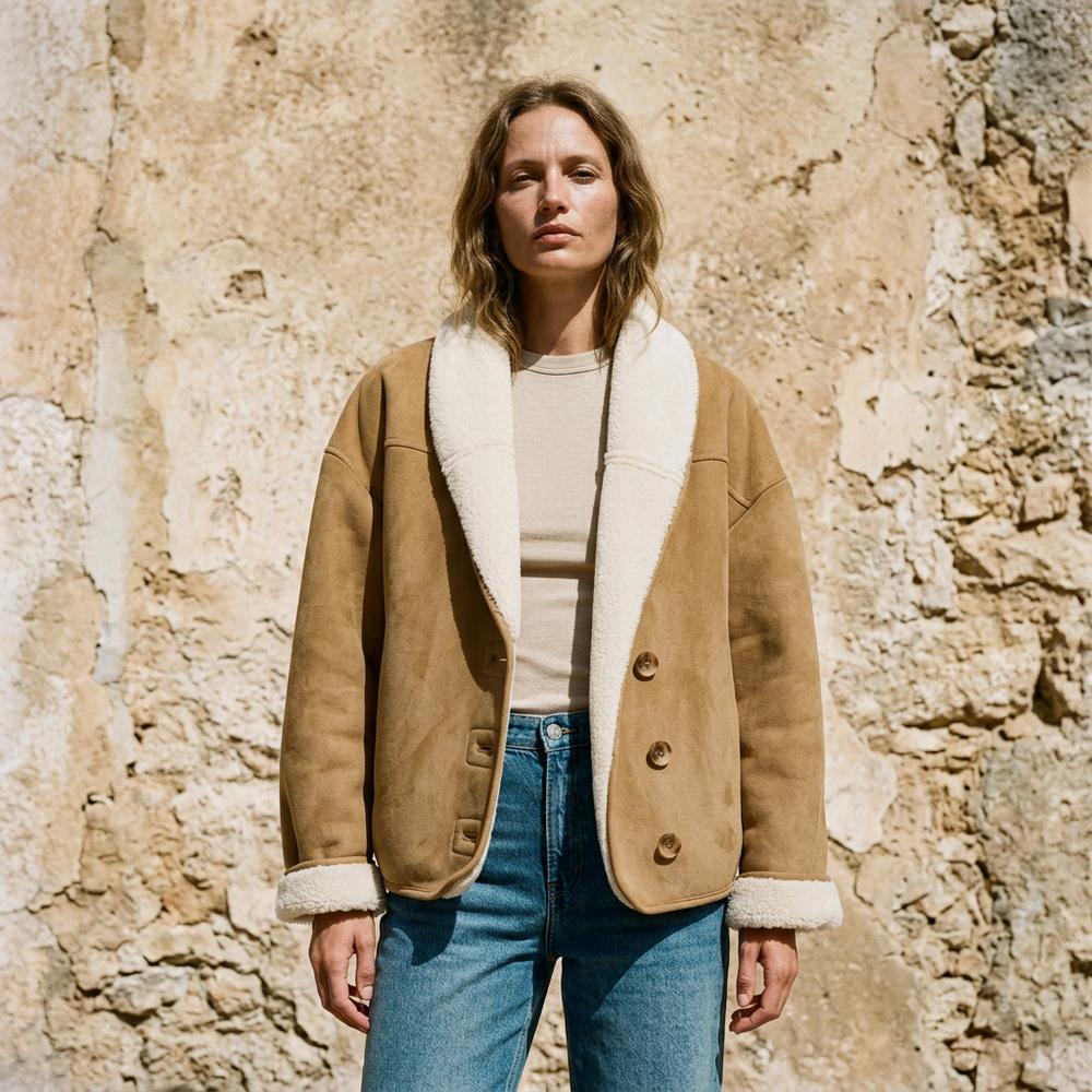 Mens Outlet House - Dabol | Sherpa-Lined Button-Up Jacket Women