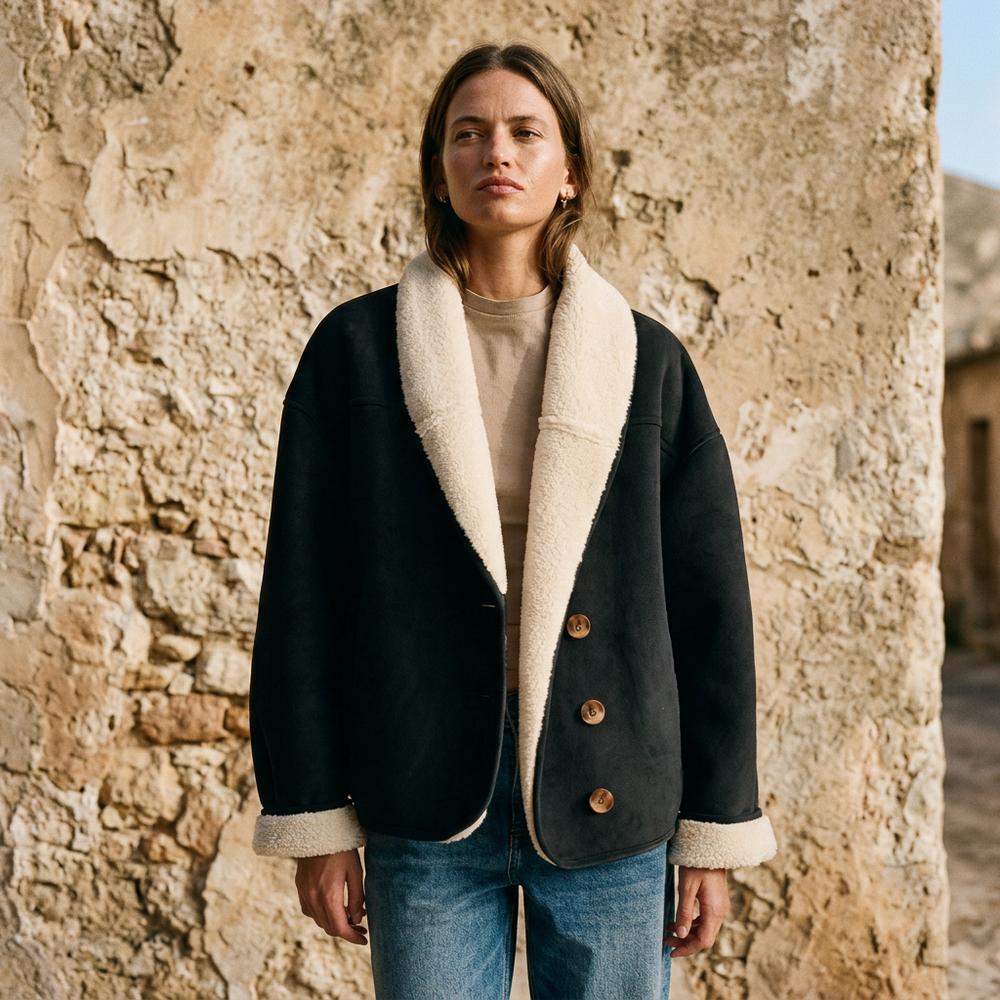 Mens Outlet House - Dabol | Sherpa-Lined Button-Up Jacket Women