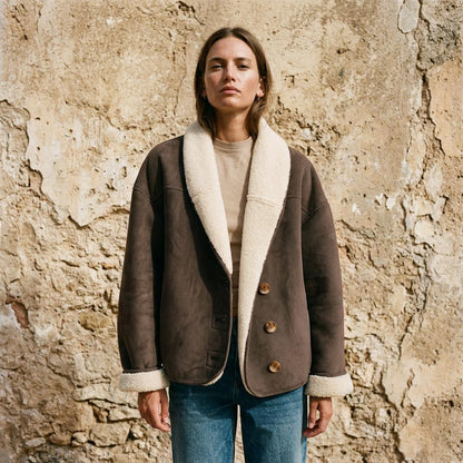 Mens Outlet House - Dabol | Sherpa-Lined Button-Up Jacket Women